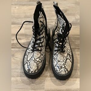 H&M snake print platform combat boots